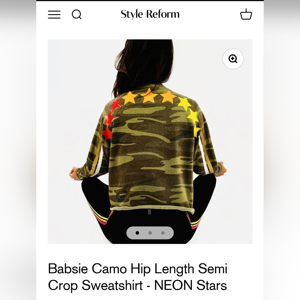 Babsie Camo Hip Length Semi Crop Sweatshirt - Neon Stars